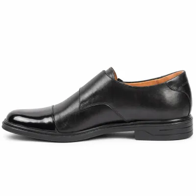 Chaussures de ville homme MAXIMS SHOES MX-209-N noires en cuir, à double boucle métallique