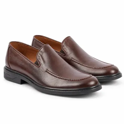 Mocassins homme MAXIMS SHOES MX-228-M marron avec surpiqûres décoratives