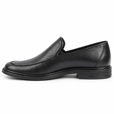Mocassins homme MAXIMS SHOES MX-228-N noirs avec empeigne épurée, surpiqûres décoratives