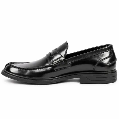 Mocassins homme MAXIMS SHOES MX-245-N noirs brillants avec patte décorative