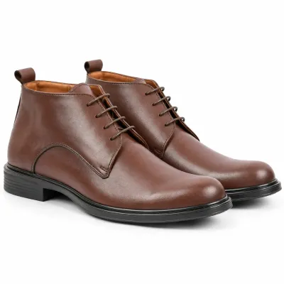Bottines homme MAXIMS SHOES MX-226-M marron à lacets avec tige montante, bout arrondi et semelle noire