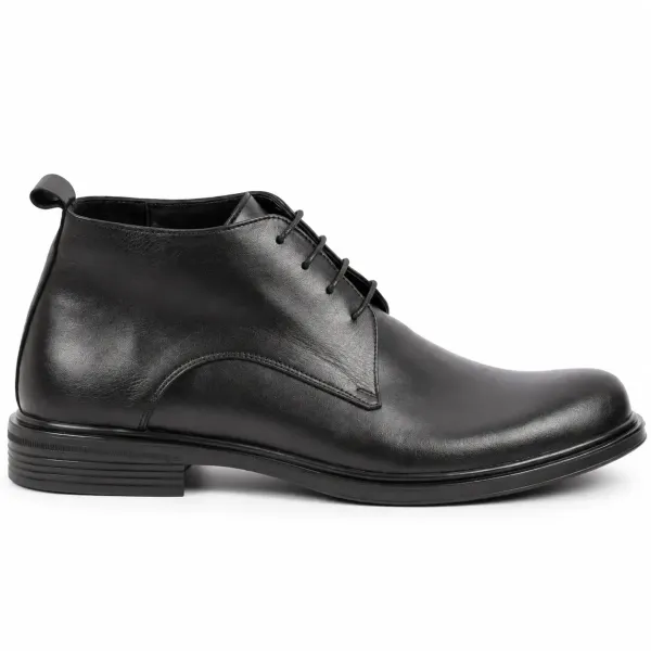 BOTTINES HOMME EN CUIR NOIR À LACETS