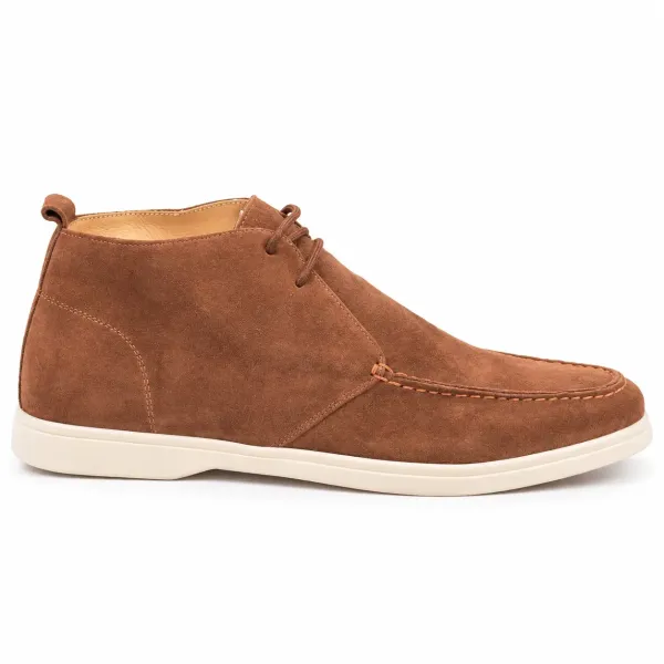 BOTTINES HOMME EN CUIR SUÉDÉ MARRON COGNAC