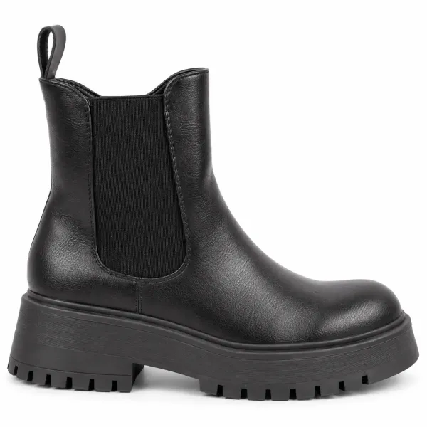 BOTTINES CHELSEA FEMME NOIRES À SEMELLE CRANTÉE