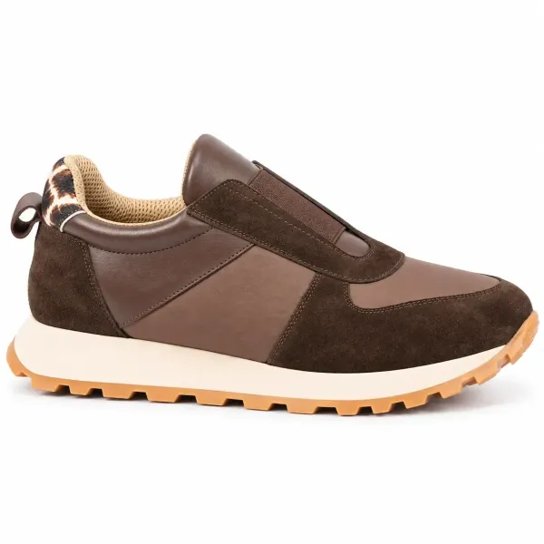 BASKETS FEMME EN CUIR MARRON