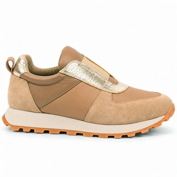 BASKETS FEMME EN CUIR TAUPE