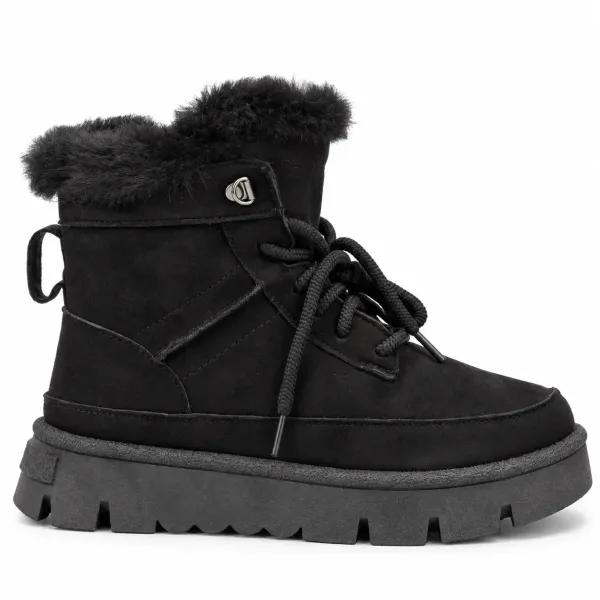 BOTTINES FOURRÉES FEMME À LACETS ET PLATEFORME