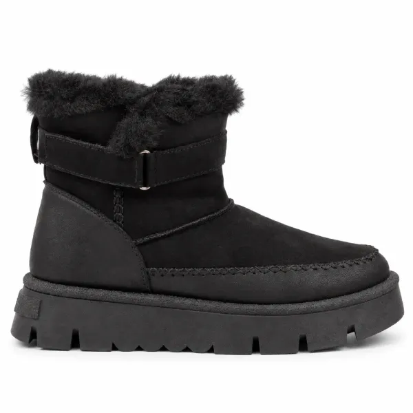 BOTTINES FOURRÉES FEMME À SCRATCH ET PLATEFORME