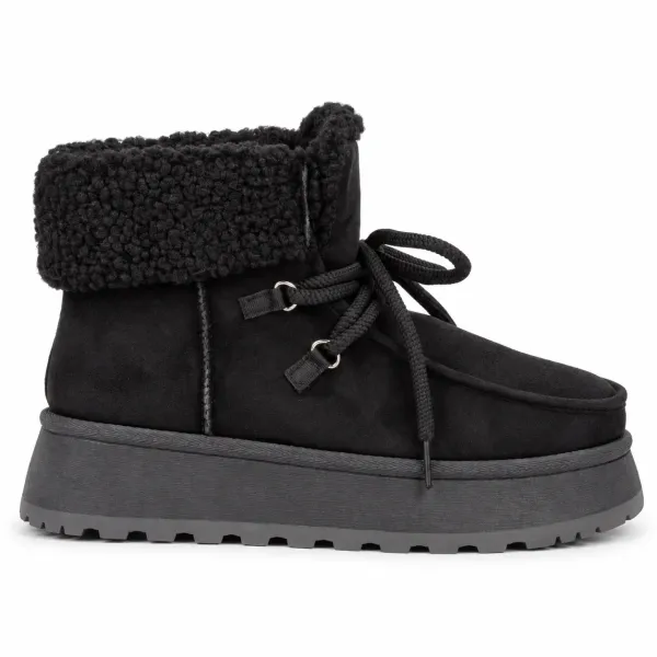 BOTTINES FOURRÉES FEMME À LACETS ET PLATEFORME