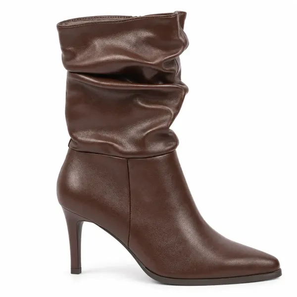 BOTTINES FEMME À TALON AIGUILLE ET TIGE PLISSÉE