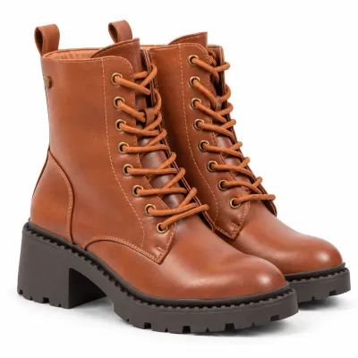 Bottines femme marron S-PDW-50-M à lacets avec zip latéral