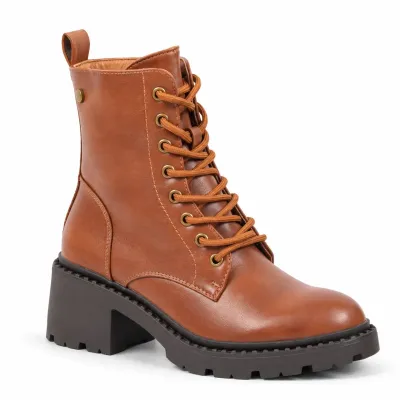 Bottines femme marron S-PDW-50-M à lacets avec zip latéral