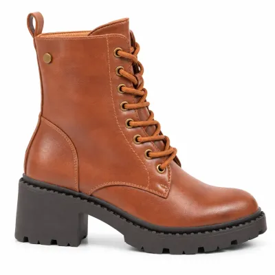 Bottines femme marron S-PDW-50-M à lacets avec zip latéral