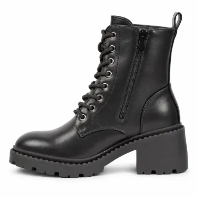 Bottines femme noires S-PDW-50-N à lacets avec zip latéral