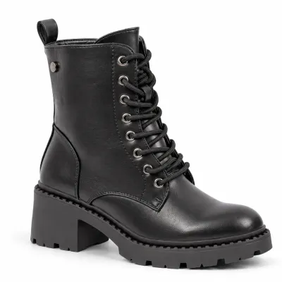 Bottines femme noires S-PDW-50-N à lacets avec zip latéral