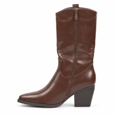 Bottes femme marron S-PDW-42-M à bout pointu