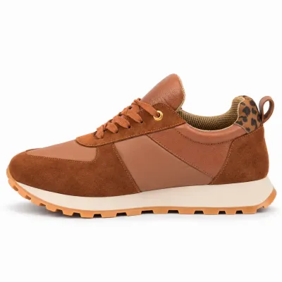 BASKETS FEMME CUIR CAMEL