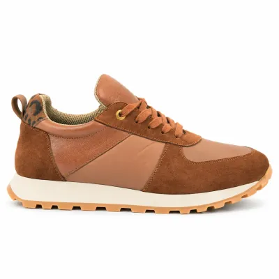 BASKETS FEMME CUIR CAMEL