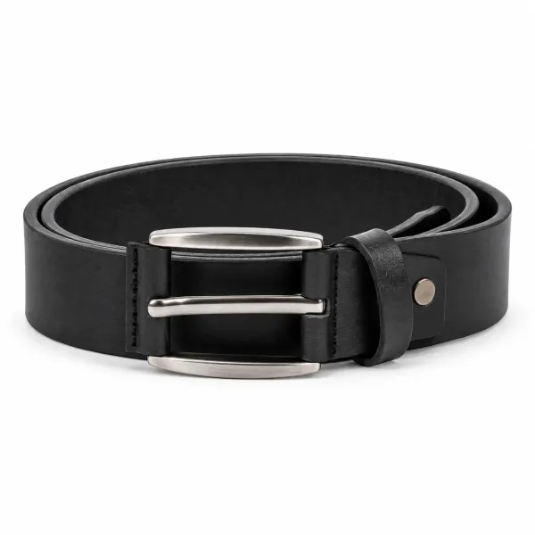 CEINTURE HOMME EN CUIR NOIR À BOUCLE ARDILLON 35 MM