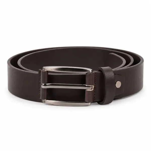 CEINTURE HOMME EN CUIR MARRON À BOUCLE ARDILLON 35 MM