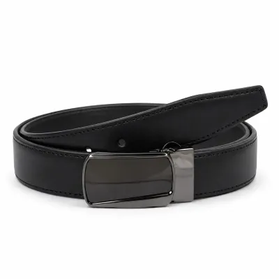 Ceinture homme en cuir noir 100 %, largeur 35 mm, avec boucle automatique rectangulaire