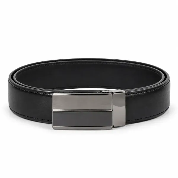CEINTURE HOMME EN CUIR NOIR À BOUCLE AUTOMATIQUE 35 MM