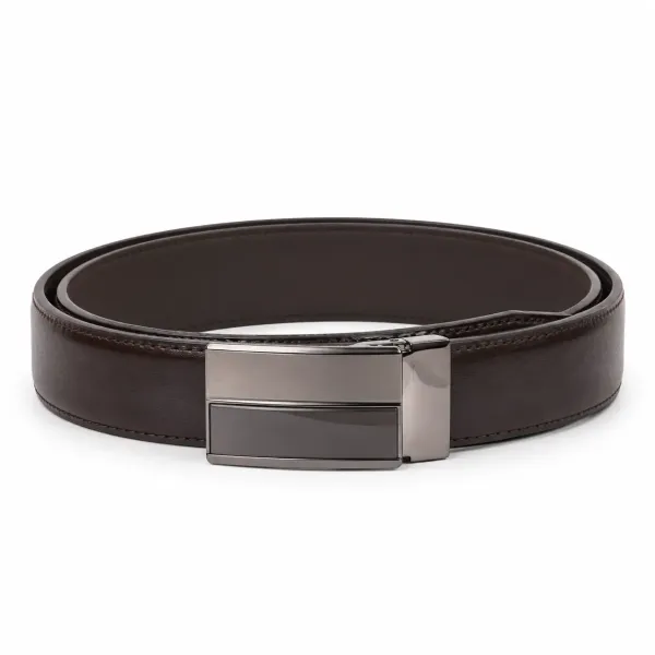 CEINTURE HOMME EN CUIR MARRON À BOUCLE AUTOMATIQUE 35 MM
