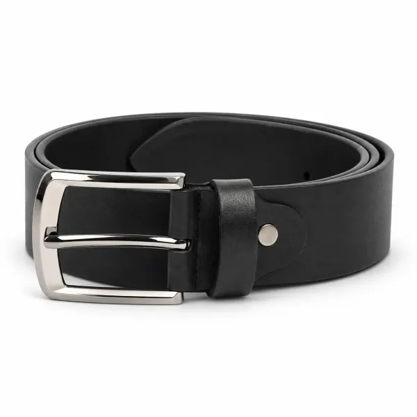 CEINTURE HOMME EN CUIR NOIR À BOUCLE MÉTALLIQUE 40 MM
