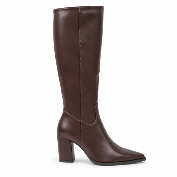 BOTTES  FEMME MARRON À TALON BLOC