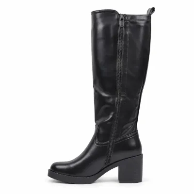 Bottes hautes noires pour femme S-PDW-17-N, avec tige synthétique de 35 cm, fermeture zippée latérale