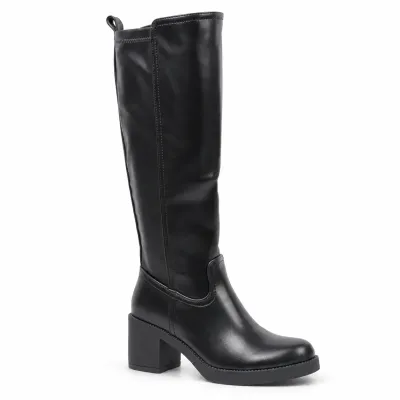 Bottes hautes noires pour femme S-PDW-17-N, avec tige synthétique de 35 cm, fermeture zippée latérale