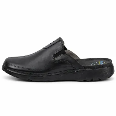 Mule OCEAN OC-1054-N noire pour homme en cuir, avec arrière ouvert