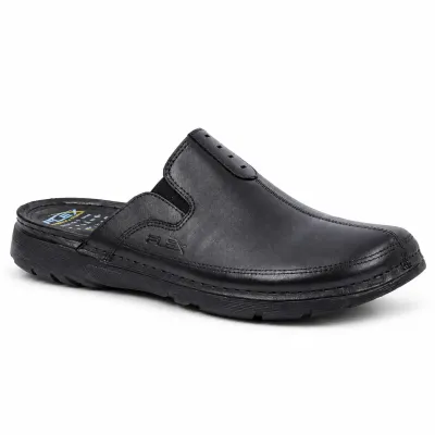 Mule OCEAN OC-1054-N noire pour homme en cuir, avec arrière ouvert