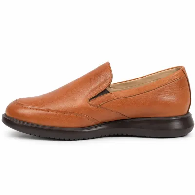 Mocassin OCEAN OC-M605-W pour homme en cuir cognac texturé, sans lacets