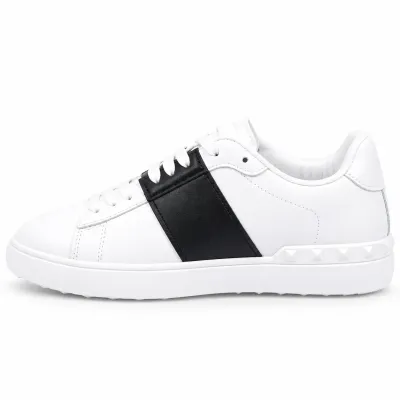 Sneakers ROBINSON RN-YZ-08-BC pour homme, blanches avec empiècement noir latéral, lacets blancs