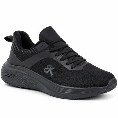 Sneaker noire pour homme S-SK40-N avec tige synthétique et textile, lacets noirs et semelle extérieure en caoutchouc.