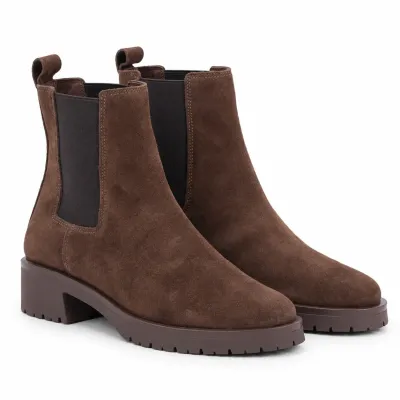Boots Chelsea Andrea Bruni marron en cuir, référence AB-109-1-DM, avec empiècements élastiques latéraux