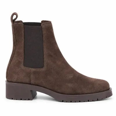 Boots Chelsea Andrea Bruni marron en cuir, référence AB-109-1-DM, avec empiècements élastiques latéraux