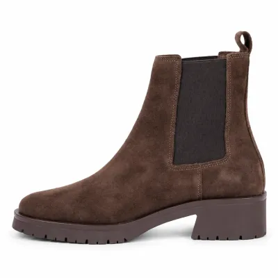 Boots Chelsea Andrea Bruni marron en cuir, référence AB-109-1-DM, avec empiècements élastiques latéraux