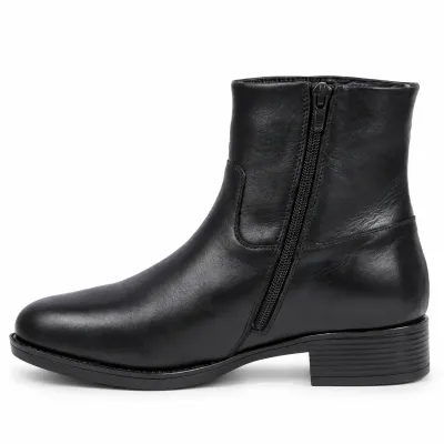 Boots femme Andrea Bruni AB-109-10-N en cuir noir, vue intérieure avec fermeture éclair latérale, bout arrondi