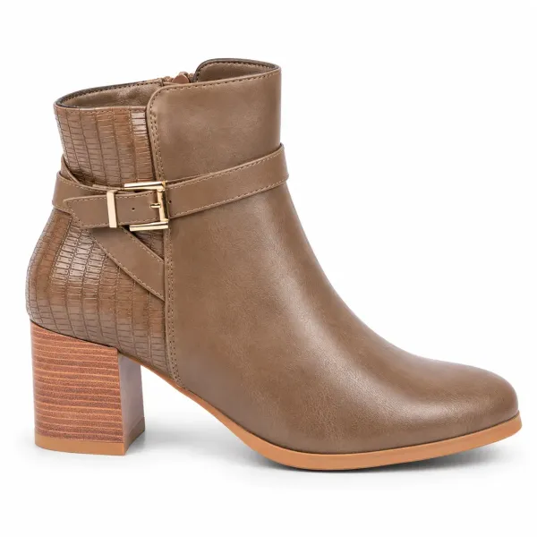 BOOTS FEMME LOV'IT TAUPE À BOUCLE DORÉE