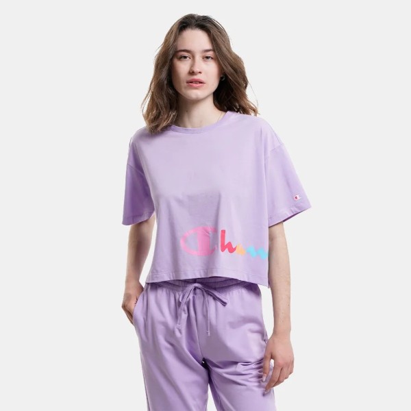 CREWNECK CROPTOP T-SHIRT FEMME VIOLET