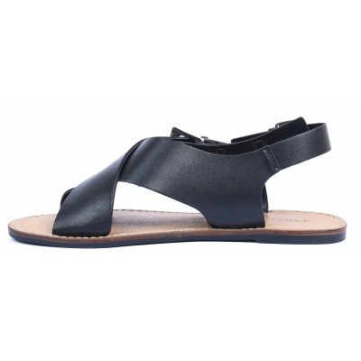 Sandale femme plate croisée Andrea Bruni noir - Référence AB-SAND-N - Élégance en 100 % cuir. Sandale femme plate croisée Andrea Bruni noir - Référence AB-SAND-N - Élégance en 100 % cuir.