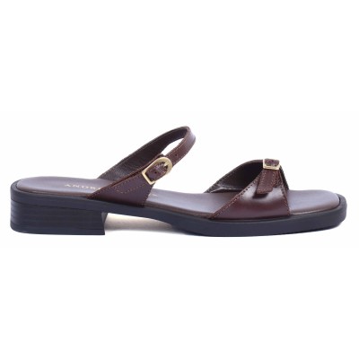 Mule femme Andrea Bruni marron - Référence AB-206-1-M - Élégance et confort en cuir véritable.