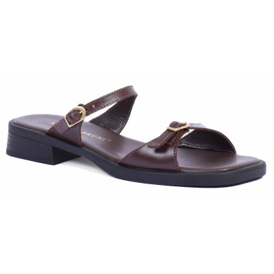 Mule femme Andrea Bruni marron - Référence AB-206-1-M - Élégance et confort en cuir véritable.