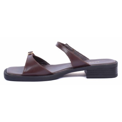 Mule femme Andrea Bruni marron - Référence AB-206-1-M - Élégance et confort en cuir véritable.