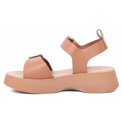 Sandale femme camel en cuir Andrea Bruni modèle 168-1-C