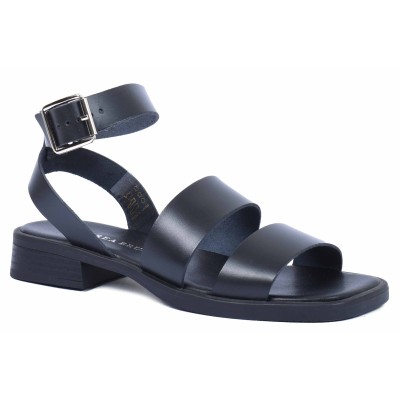 Sandale plate femme en cuir noir Andrea Bruni modèle AB-249-10-N Sandale plate femme en cuir noir Andrea Bruni modèle AB-249-10-N