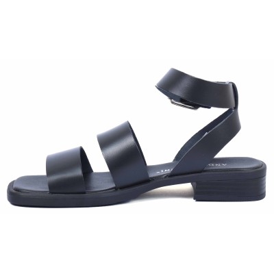 Sandale plate femme en cuir noir Andrea Bruni modèle AB-249-10-N Sandale plate femme en cuir noir Andrea Bruni modèle AB-249-10-N