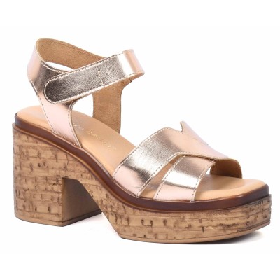 Sandale femme bronze Andrea Bruni modèle AB-345-3-BZ avec semelle effet liège